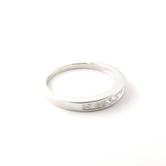 Vintage 14 Karat White Gold Princess Cut Diamond Wedding Band Size 7 #5185 - Picture 7 of 9